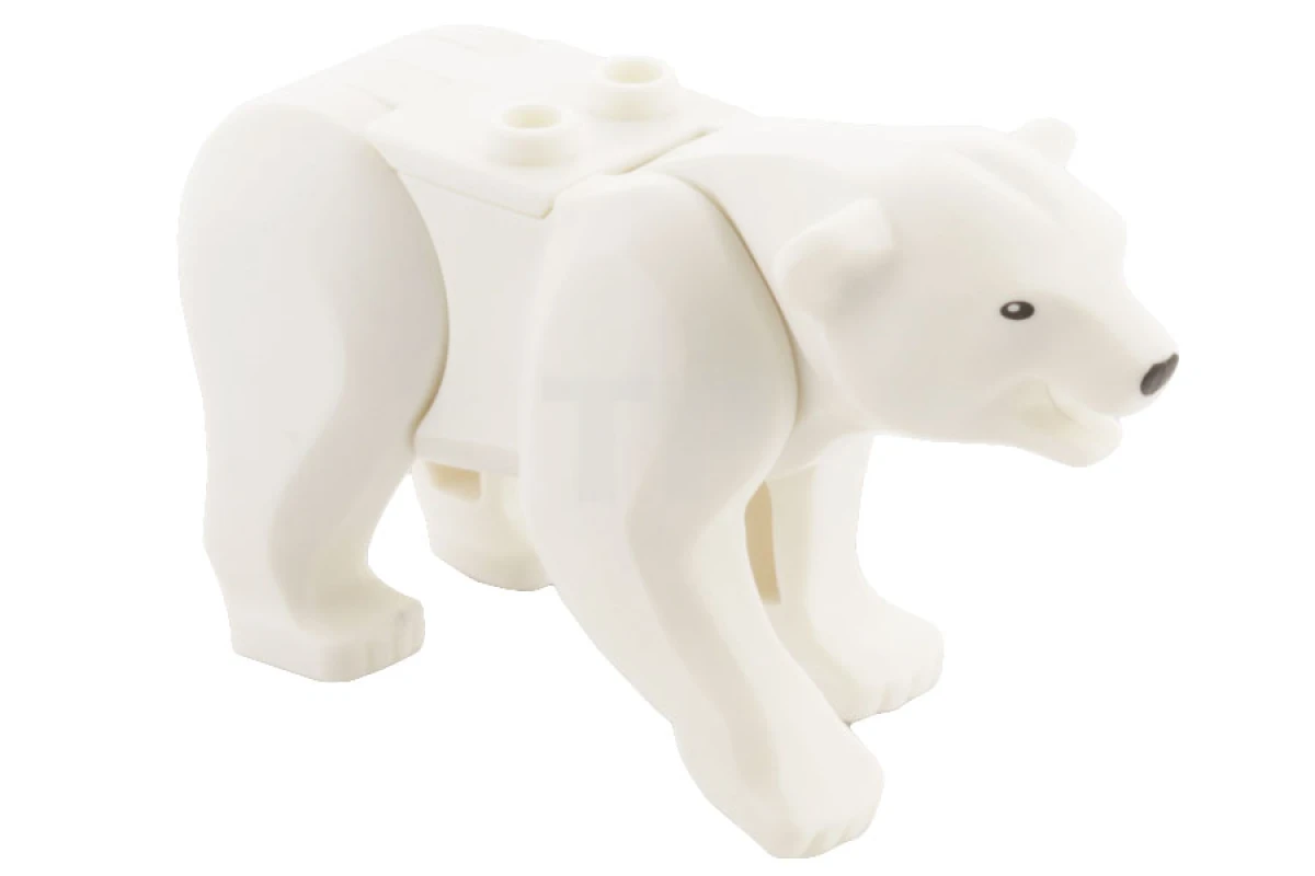 LEGO&reg; 6434910 - 98295c01pb01 - Polar Bear with 2 Studs on Back and Black Eyes and Nose Pattern