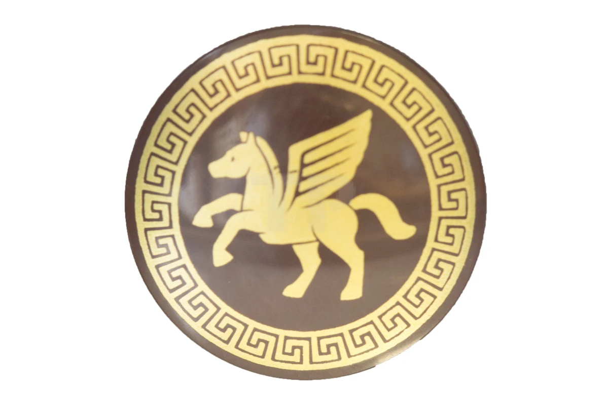 LEGO&reg; 6081492 - 75902pb05 - Figine, bouclier rond avec front arrondi et motif de cheval ailé doré.