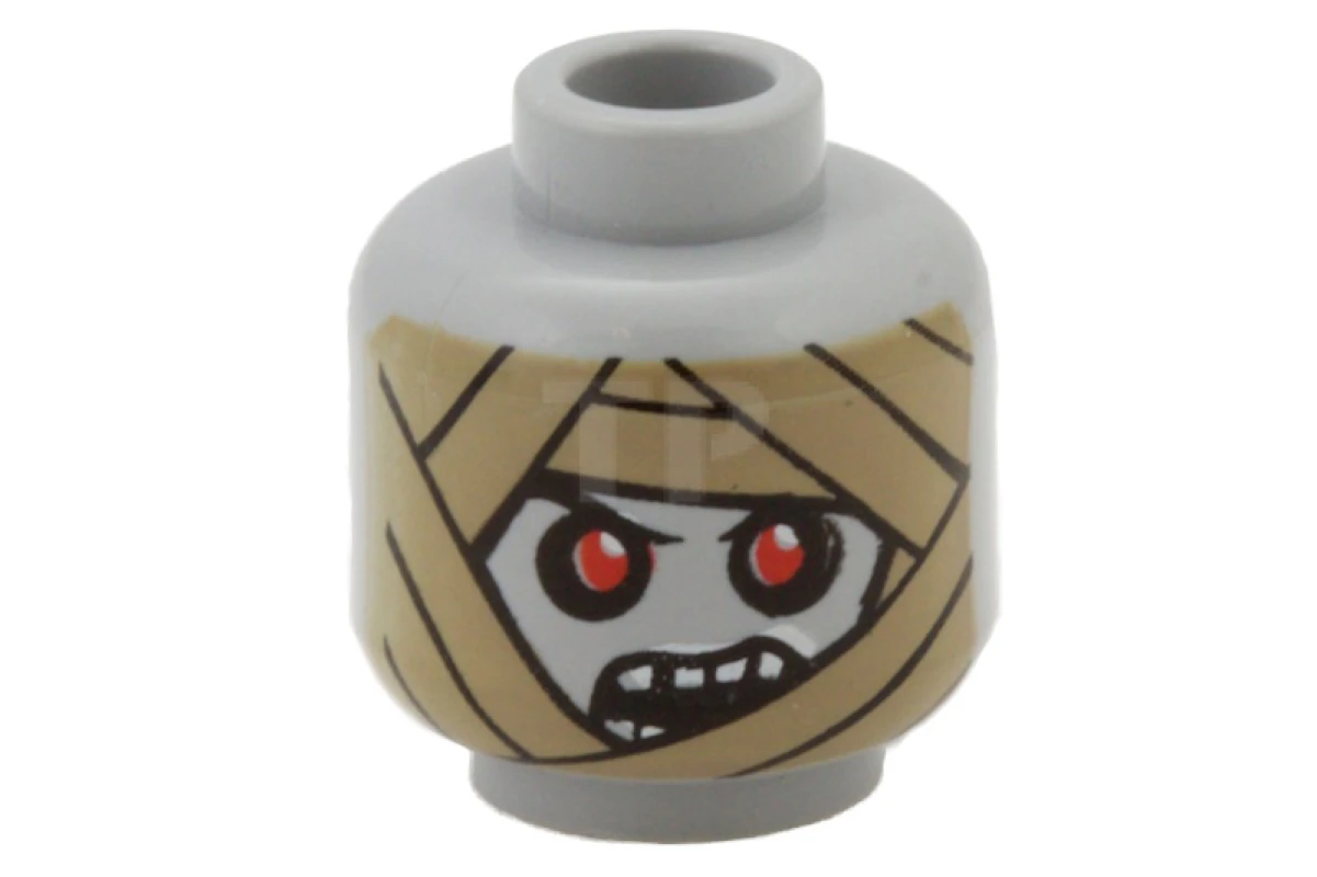 LEGO&reg; 3626bpb0498 - 4613588 - Head Minifig with Death Mask / Mummy Wrap Pattern (Dual Sided)