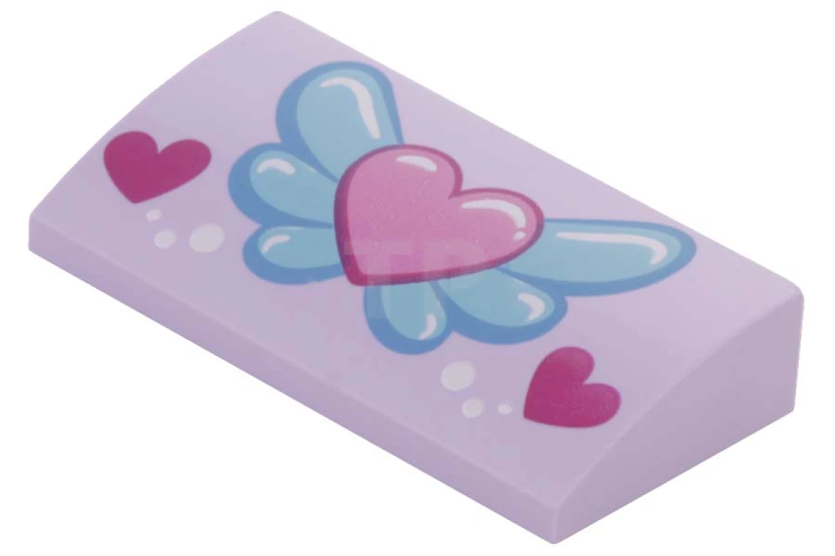 LEGO&reg; 6102754 - 88930pb051 - Pente courbée 2 x 4 x 2/3 avec motif de cœur et d'ailes.