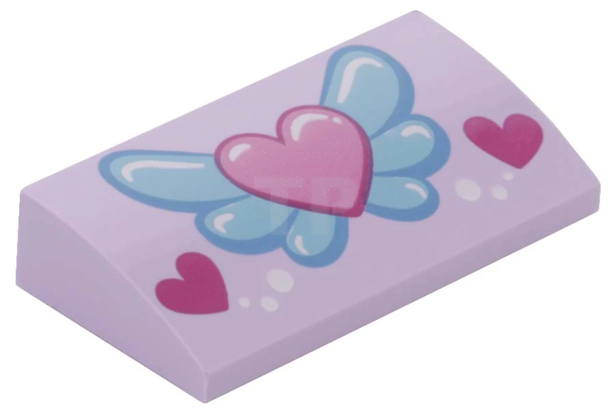 LEGO&reg; 6102754 - 88930pb051 - Pente courbée 2 x 4 x 2/3 avec motif de cœur et d'ailes.