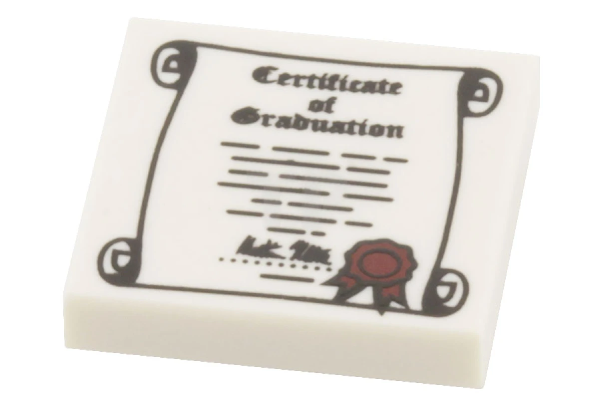 LEGO&reg; 4667548 - 3068pb0424 - Tile 2 x 2 with 'Certificate of Graduation' Scroll Pattern