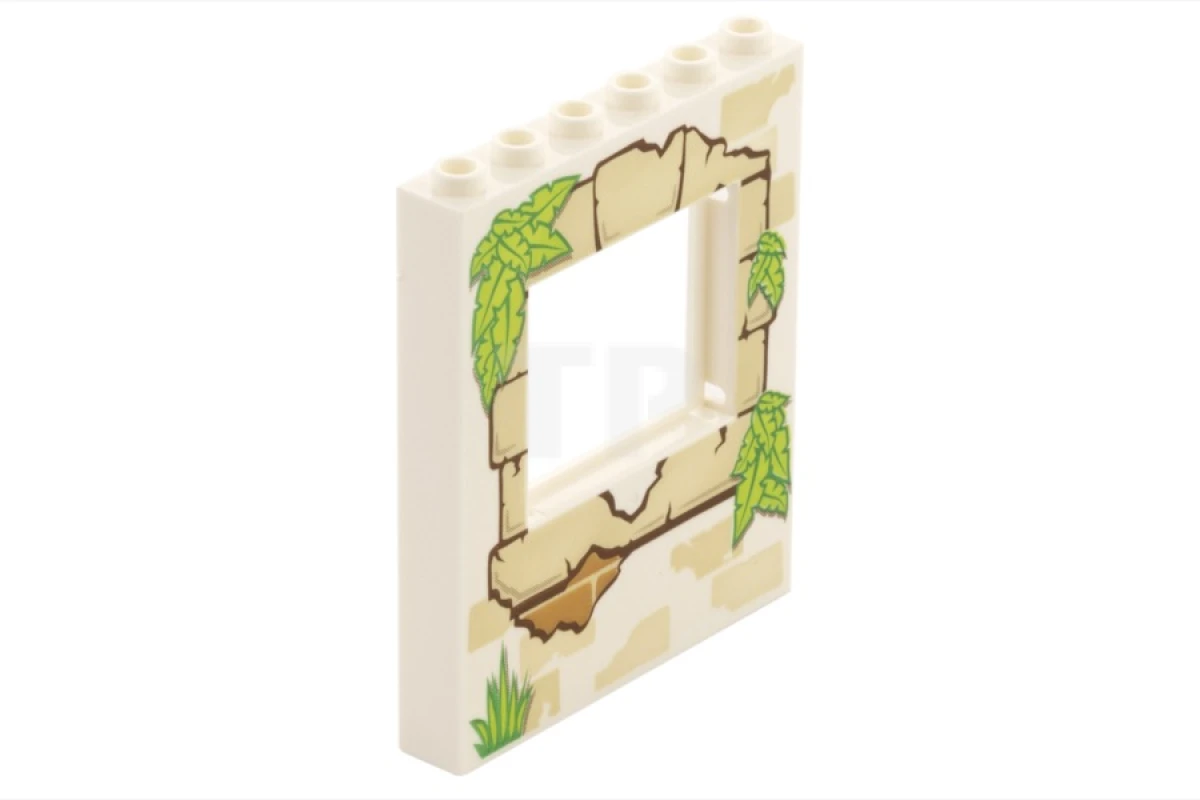 LEGO&reg; 6102658 - 15627pb007 - Panel 1 x 6 x 6 with Window with Grass and Leaves Pattern