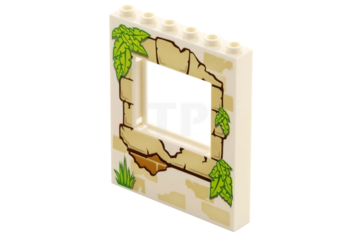 LEGO&reg; 6102658 - 15627pb007 - Panel 1 x 6 x 6 with Window with Grass and Leaves Pattern