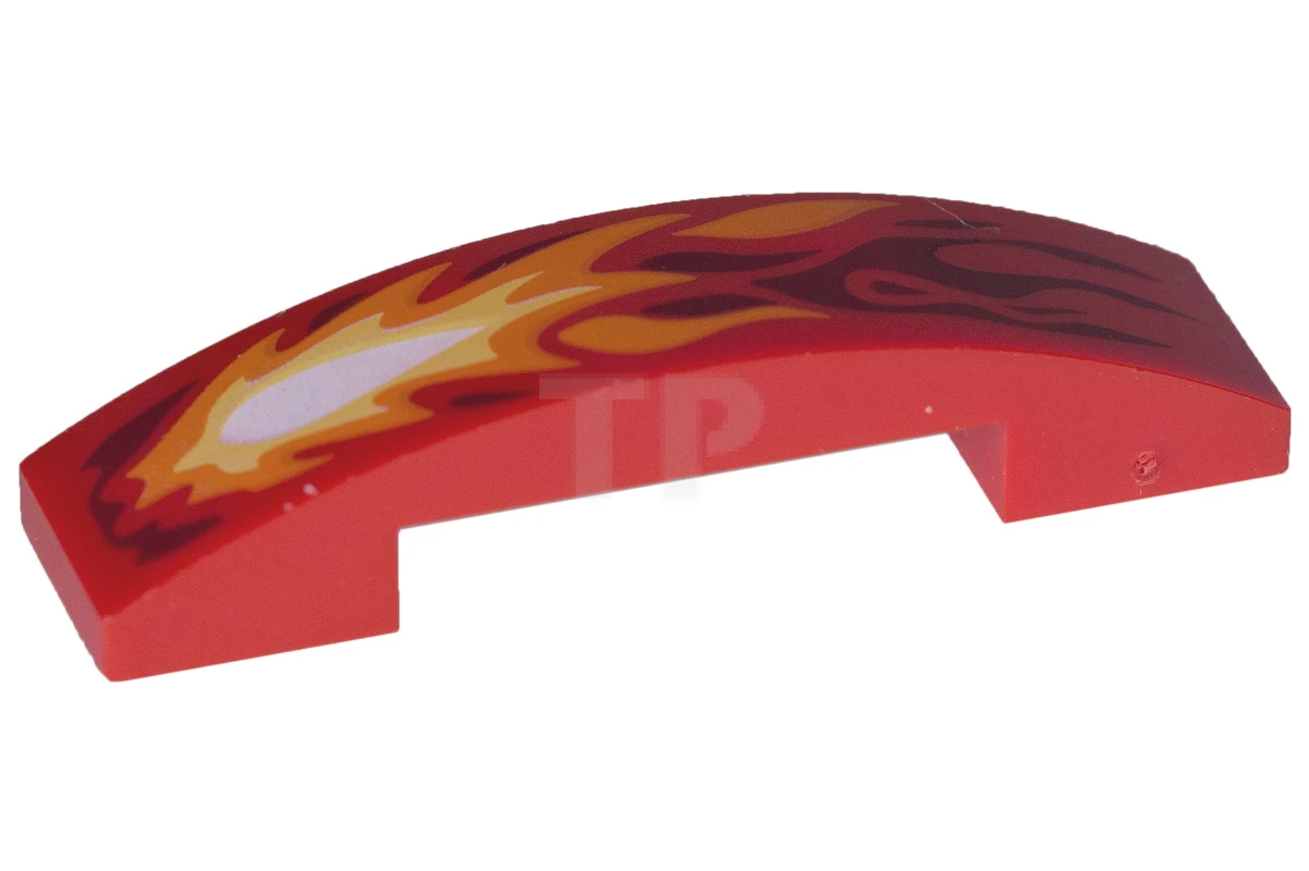 LEGO&reg; 6102805 - 93273pb040 - Pente courbée 4 x 1 - Double avec motif de flammes.