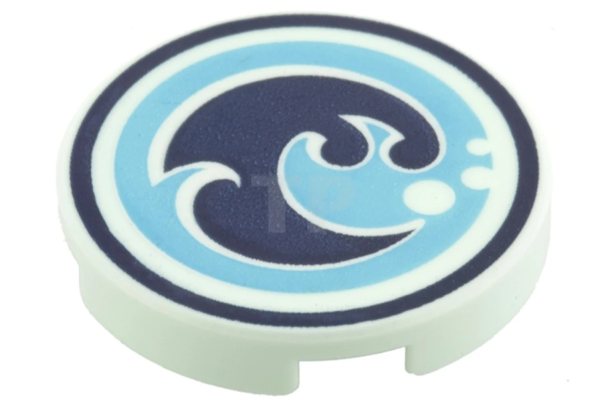 LEGO&reg; 6104410 - 14769pb031 - Tile 2 x 2 Round with Bottom O and Water Power Icon Pattern