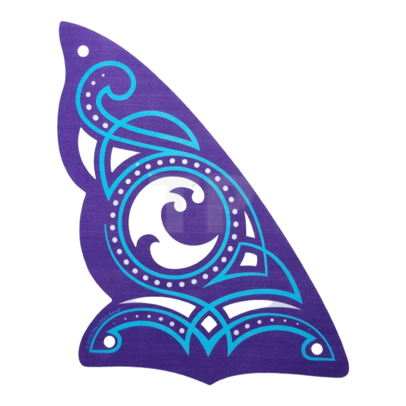 LEGO&reg; 6097438 - 19250 - Cloth Sail Triangular 16 x 23 with 3 Holes with White and Blue Ornaments and Water Power Icon Pattern