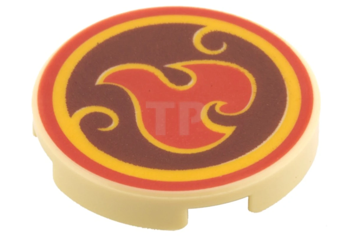 LEGO&reg; 14769pb032 - 6104406 - Tile 2 x 2 Round with Bottom O and Fire Power Icon Pattern