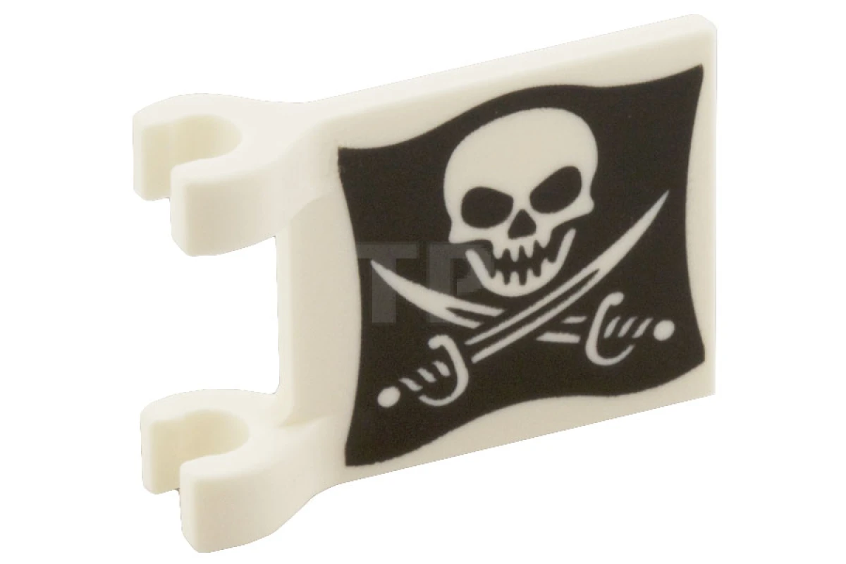 LEGO&reg; 6100073 - 2335pb130 - Drapeau 2 x 2 carré avec tête de mort et sabres croisés motif 