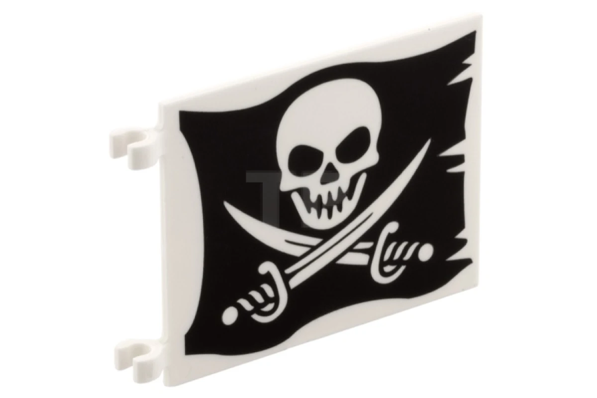 LEGO&reg; 6097118 - 2525pb008 - Flagge 6 x 4 mit Totenkopf mit gekreuzten Entermessern (Jolly Roger) Muster auf beiden Seiten
