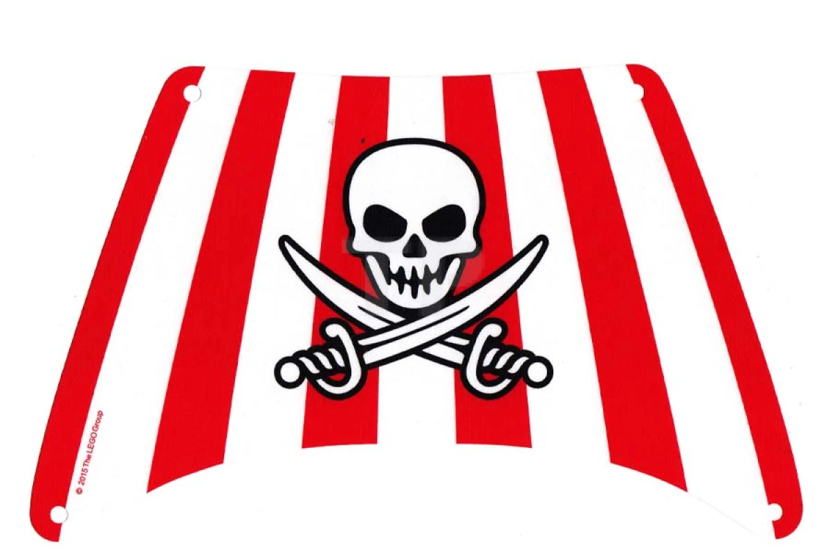 LEGO&reg; 6102667 - 19941 - Segelboden aus Stoff 28 x 18 mit roten Streifen, Totenkopf und gekreuzten Schwertern als Muster