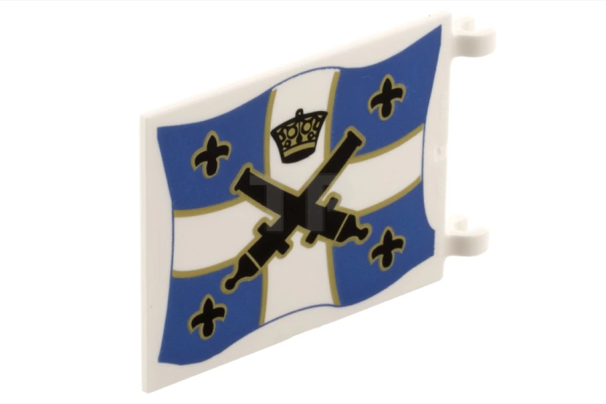 LEGO&reg; 6100852 - 2525pb007 - Flagge 6 x 4 mit gekreuzten Kanonen über blauem und weißem Kreuz mit gelben Umrissmustern auf beiden Seiten
