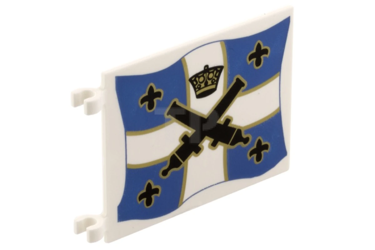 LEGO&reg; 6100852 - 2525pb007 - Flagge 6 x 4 mit gekreuzten Kanonen über blauem und weißem Kreuz mit gelben Umrissmustern auf beiden Seiten