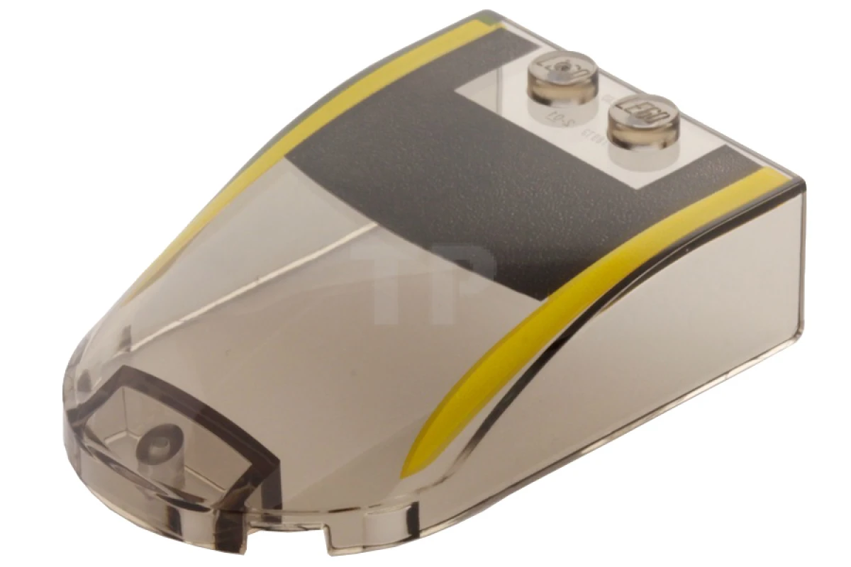 LEGO&reg; 6107333 - 18973pb01 - Windscherm 6 x 4 x 1 gebogen met zwart en helder lichtoranje patroon