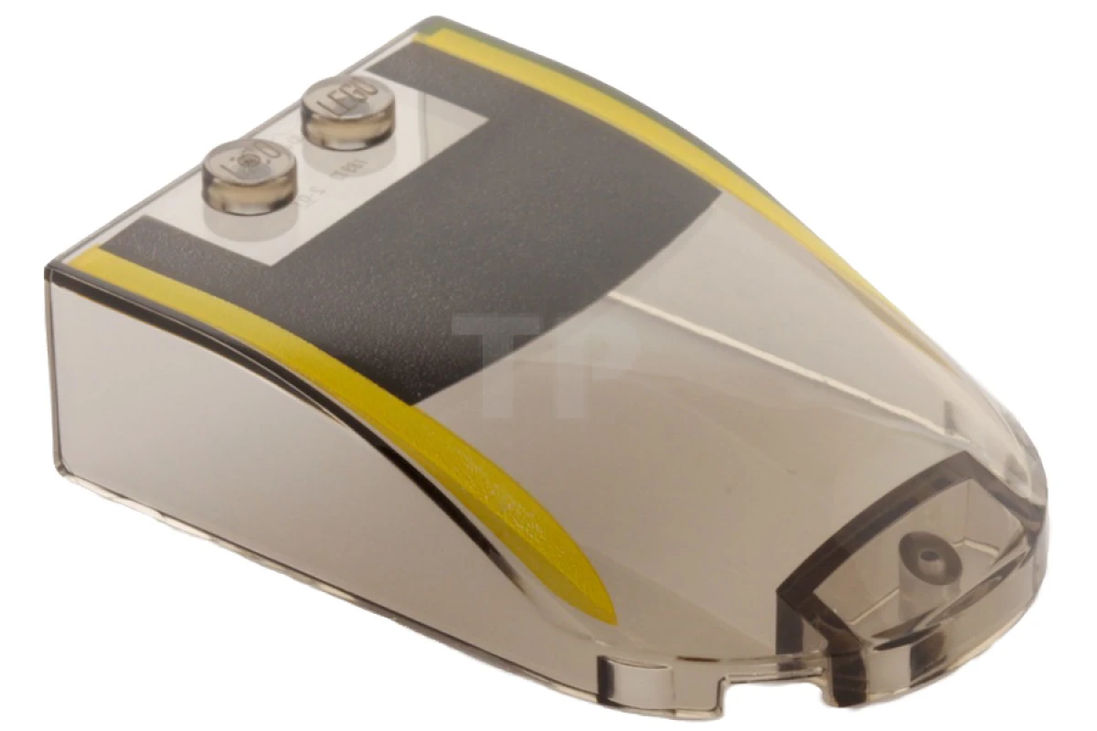 LEGO&reg; 6107333 - 18973pb01 - Windscherm 6 x 4 x 1 gebogen met zwart en helder lichtoranje patroon