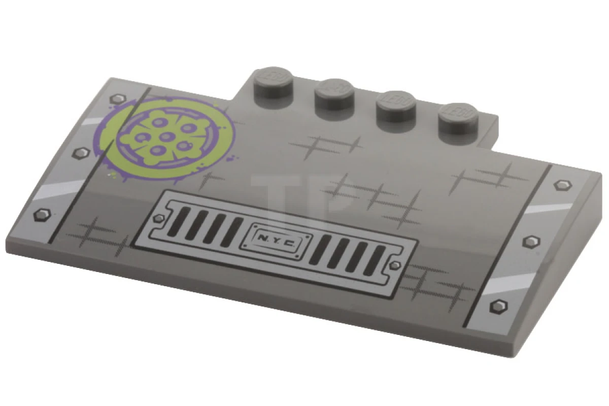 LEGO&reg; 15625pb003 - 6074891 - Slope, Curved 5 x 8 x 2/3 with Sewer Grate Pattern