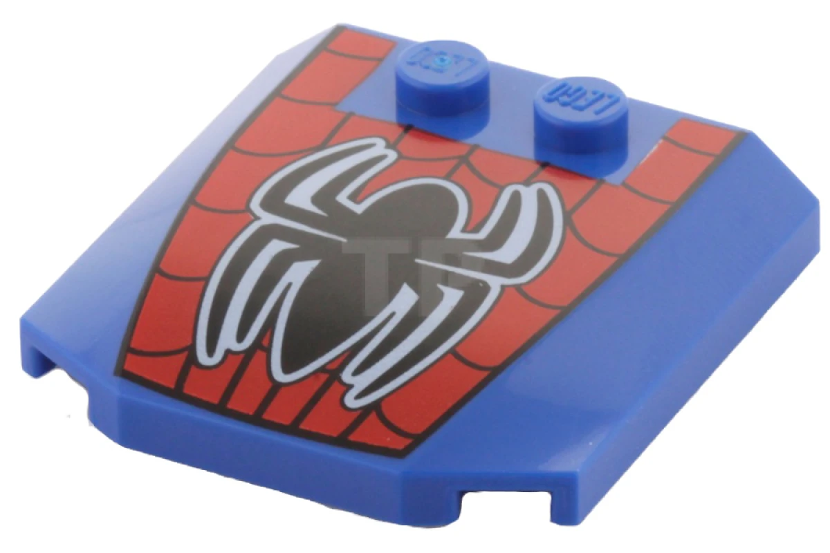 LEGO&reg; 6062565 - 45677pb074 - Plate 4 x 4 x 2/3 Triple Curved with Web and Spider Pattern