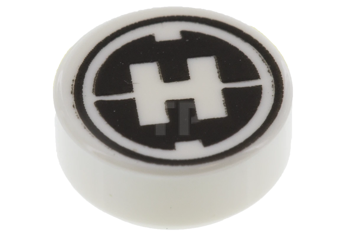 LEGO&reg; 6057901 - 98138pb018 - Tile 1 x 1 Round with 'H' Pattern (Hero Factory)