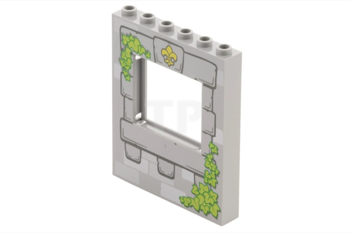 LEGO&reg; 6075173 - 15627pb006 - Panel 1 x 6 x 6 with Window with Fleur de Lis and Leaves Pattern