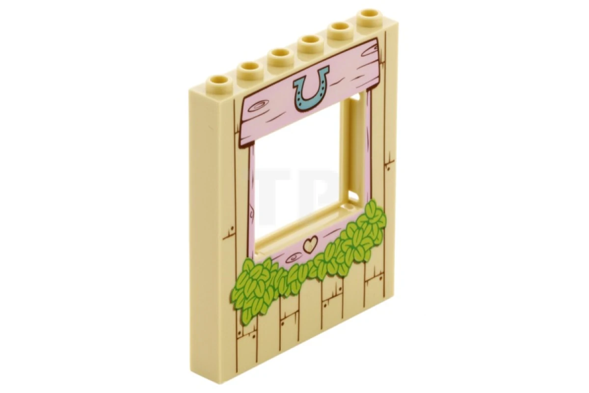 LEGO&reg; 6057711 - 15627pb002 - Panel 1 x 6 x 6 with Window with Horseshoe and Heart Pattern
