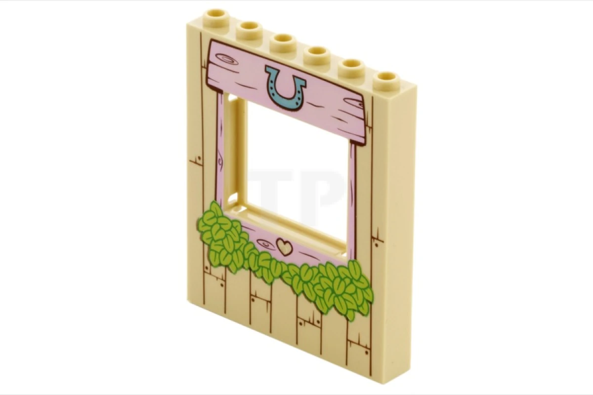 LEGO&reg; 6057711 - 15627pb002 - Panel 1 x 6 x 6 with Window with Horseshoe and Heart Pattern