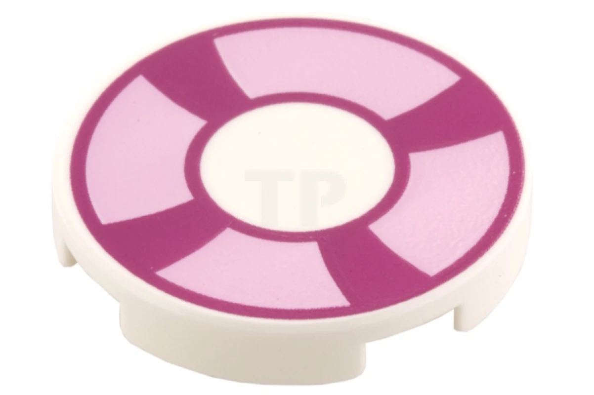 LEGO&reg; 6052202 - 14769pb002 - Tile 2 x 2 Round with Bottom O and Life Belt Pattern