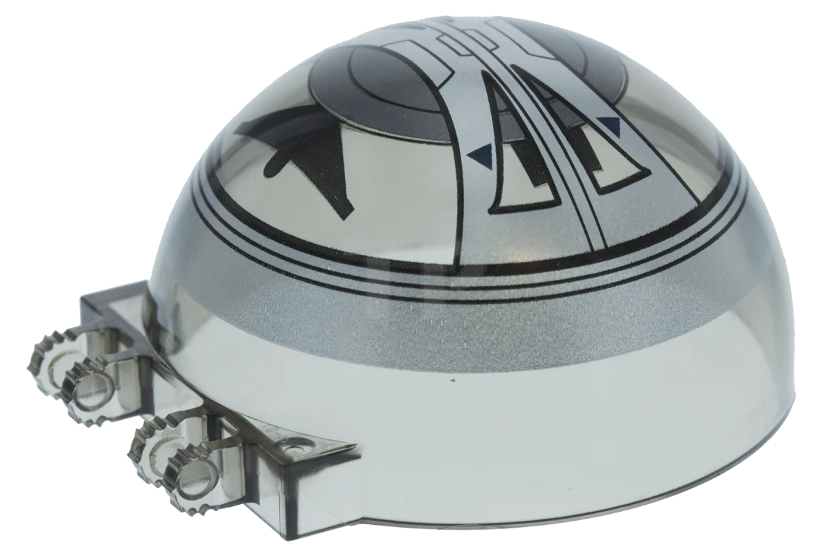 LEGO&reg; 50747pb10 - 6067372 - Windscreen 6 x 6 x 3 Canopy Half Sphere with Dual 2 Fingers and SW Droid Tri-Fighter Dark Blue Small Triangles Pattern