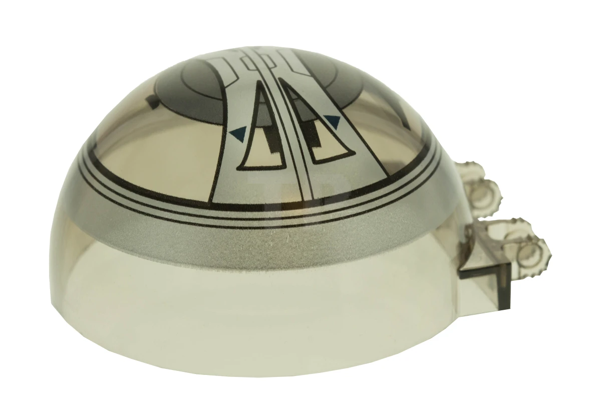 LEGO&reg; 50747pb10 - 6067372 - Windscreen 6 x 6 x 3 Canopy Half Sphere with Dual 2 Fingers and SW Droid Tri-Fighter Dark Blue Small Triangles Pattern