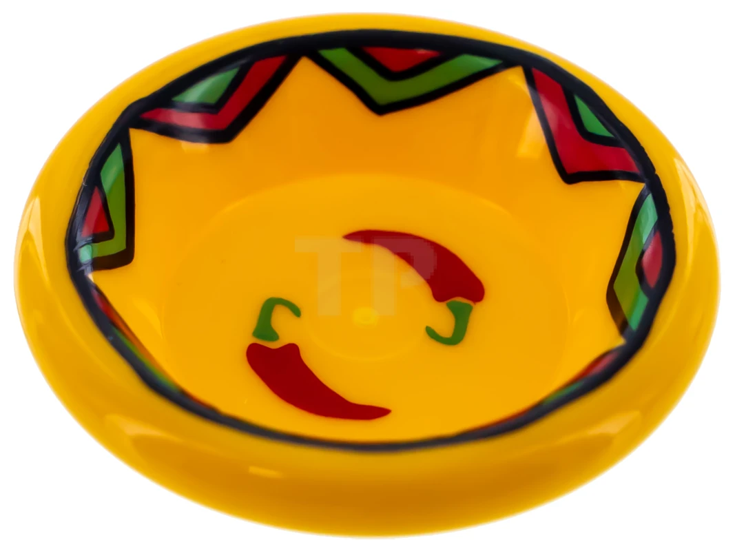 LEGO&reg; 6058716 - 6256pb04 - Minifig, Utensil Dish 3 x 3 with Red Hot Chili Peppers and Green and Red Border Pattern