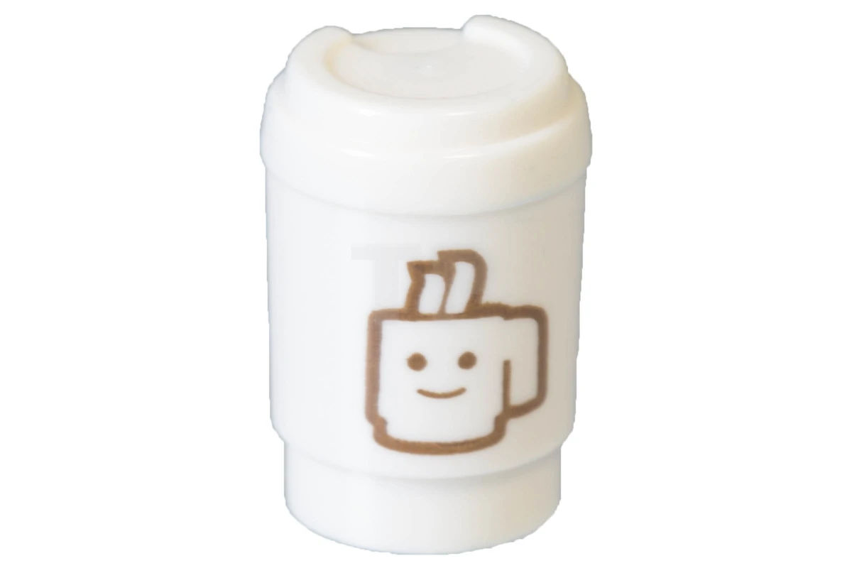 LEGO&reg; 15496pb01 - 6052311 - Cup, Take Out Cup with Minifig Smile Pattern