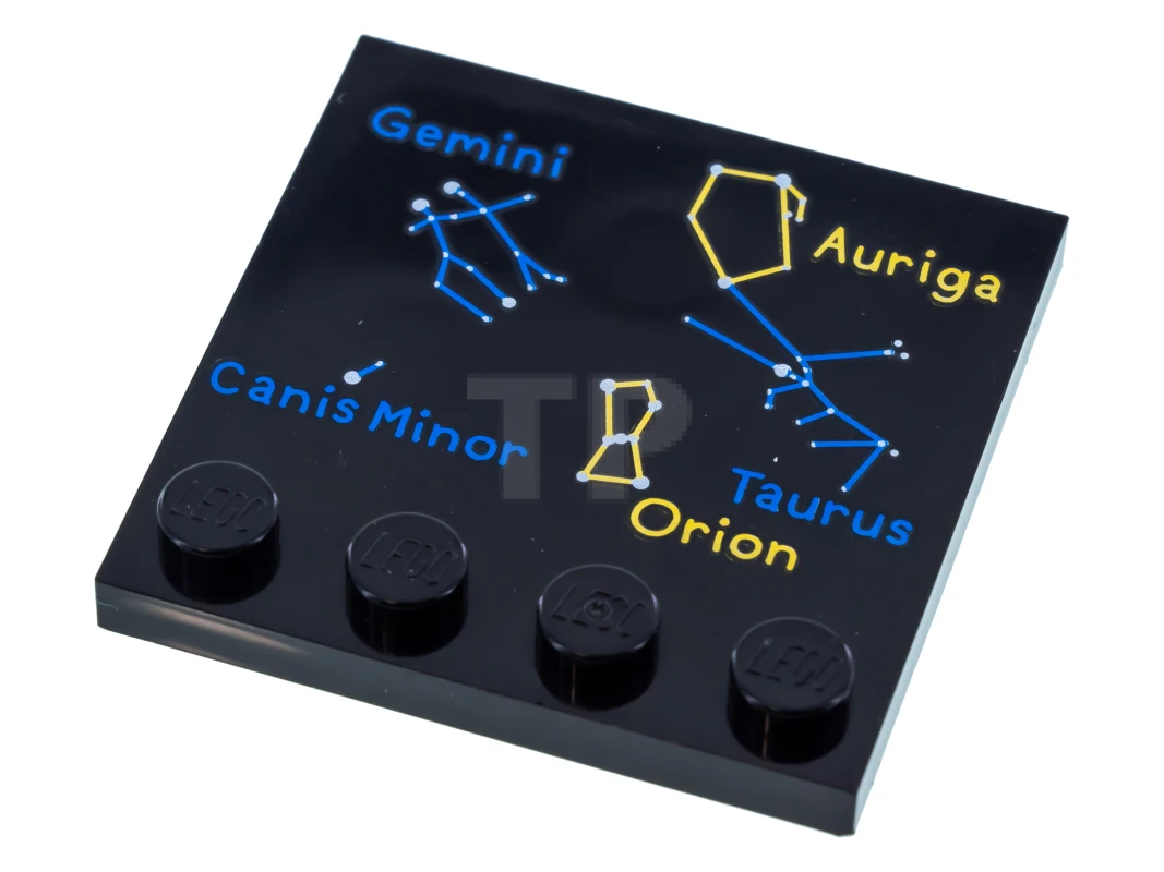 LEGO&reg; 6094164 - 6179pb076 - Tile 4 x 4 with Studs on Edge with Gemini, Auriga, Canis Minor, Taurus and Orion Constellations Pattern