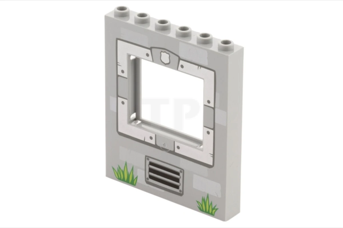 LEGO&reg; 6059076 - 15627pb001 - Panel 1 x 6 x 6 with Window with Bolted Frame and Police Badge Pattern