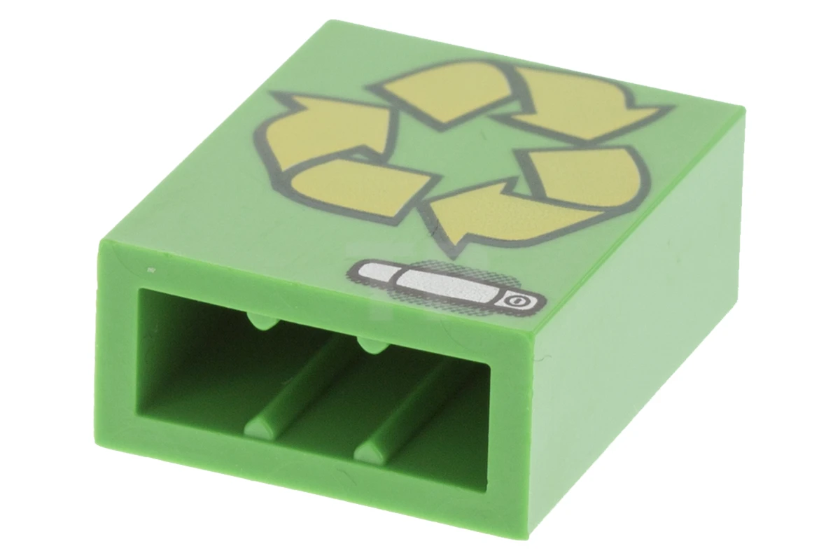 LEGO&reg; 6104017 - 3245cpb038 - Brick 1 x 2 x 2 with Recycling Arrows Pattern