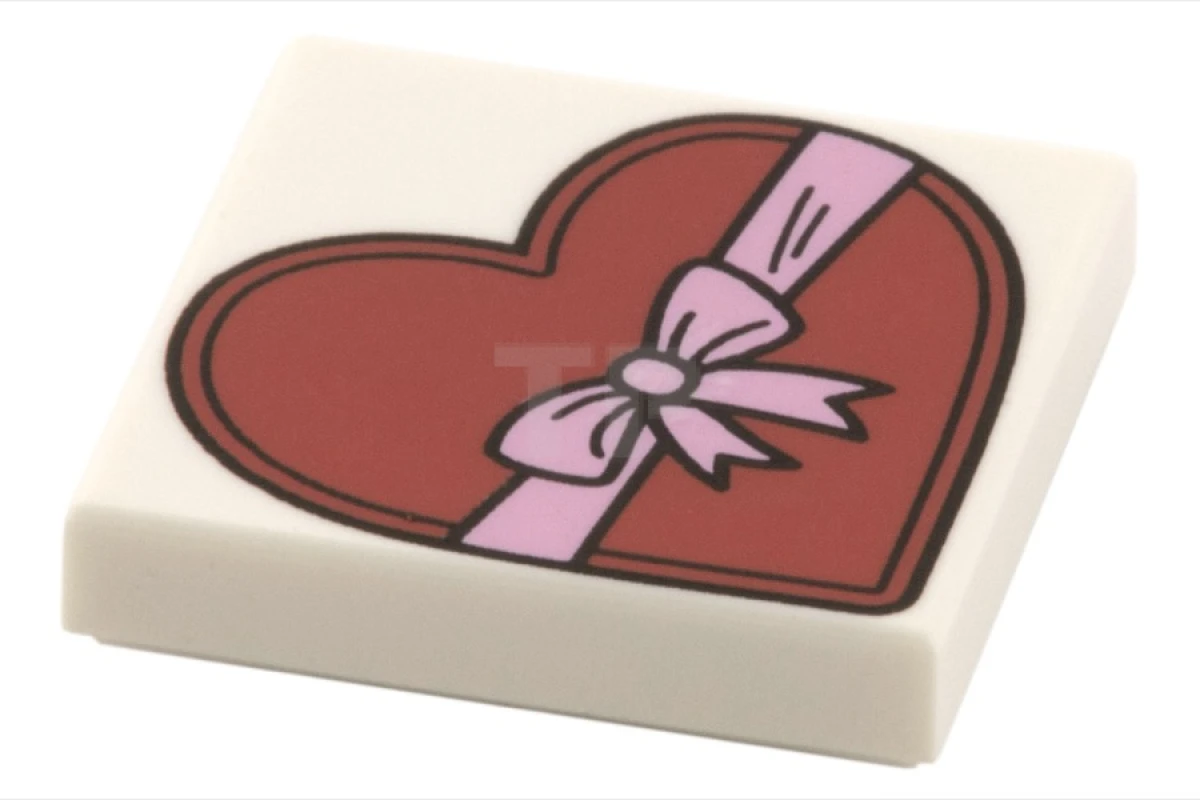 LEGO&reg; 6108753 - 3068pb0924 - Tile 2 x 2 with Heart Shaped Present Box Pattern