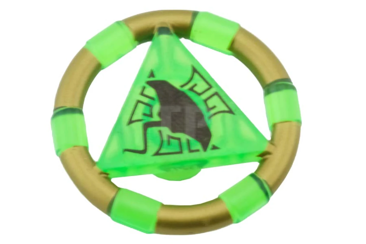 LEGO&reg; 4570651 - 87748pb05 - Ring met middelste driehoek met gouden banden en Manta Ray patroon (Atlantis Treasure Key)