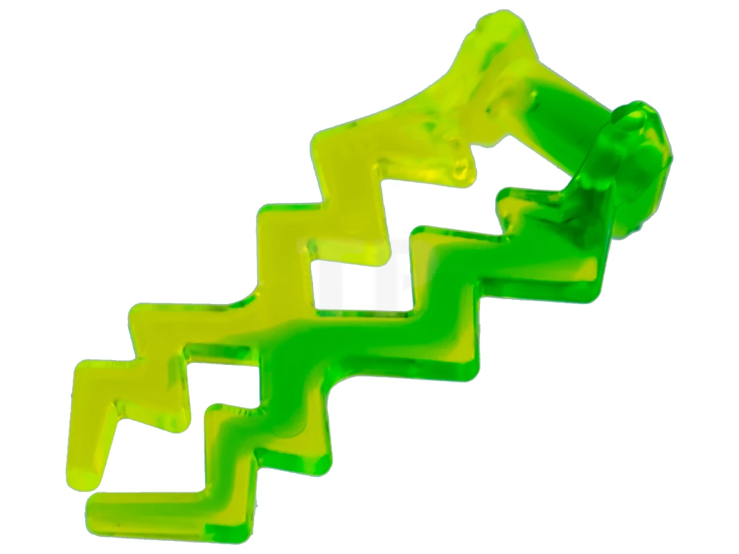 LEGO&reg; 59233pb02 - 4550293 - Wave Angular (Electric Zigzag, Castle Magic Spark) with Marbled Trans-Bright Green Pattern