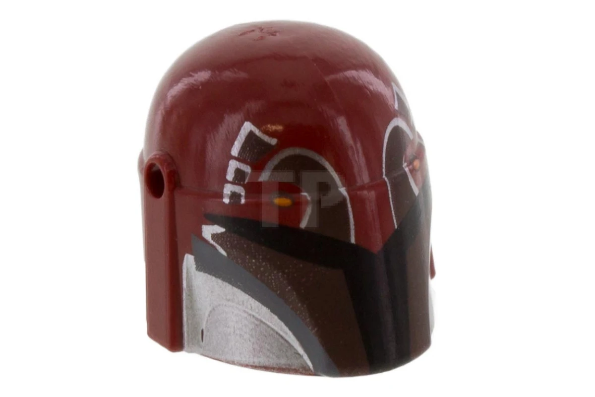 LEGO&reg; 6115457 - 87610pb08 - Figine, casque Headgear Helmet with Holes, SW Mandalorian with Dark Brown Facial Details Pattern (modèle de détails faciaux marron foncé).