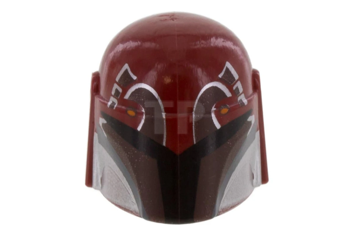 LEGO&reg; 6115457 - 87610pb08 - Figine, casque Headgear Helmet with Holes, SW Mandalorian with Dark Brown Facial Details Pattern (modèle de détails faciaux marron foncé).