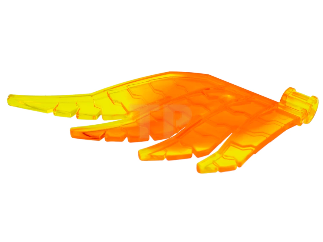 LEGO&reg; 6076585 - 15370pb01 - Hero Factory Wing, Feathered with Axle Hole and Marbled Trans-Yellow Pattern