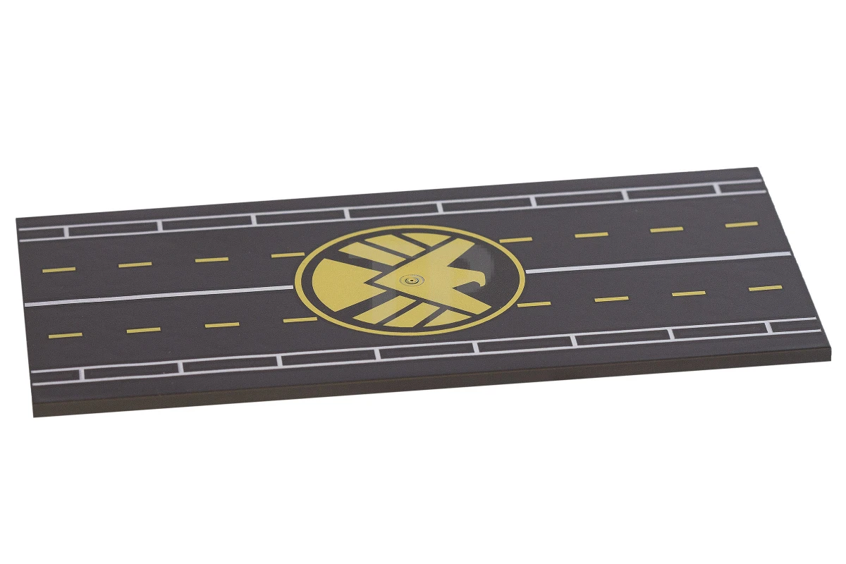 LEGO&reg; 6115190 - 90498pb02 - Tile 8 x 16 with Bottom Tubes with Runway and SHIELD Logo Pattern