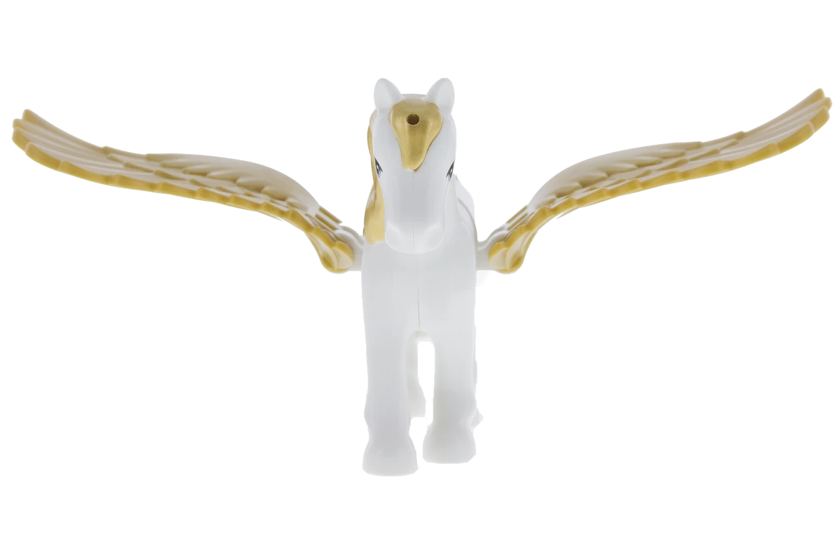 LEGO&reg;  - pegasus01 - Pegasus, Complete Assembly with Pearl Gold Wings and Gold Mane and Tail Pattern (Golden Glow)