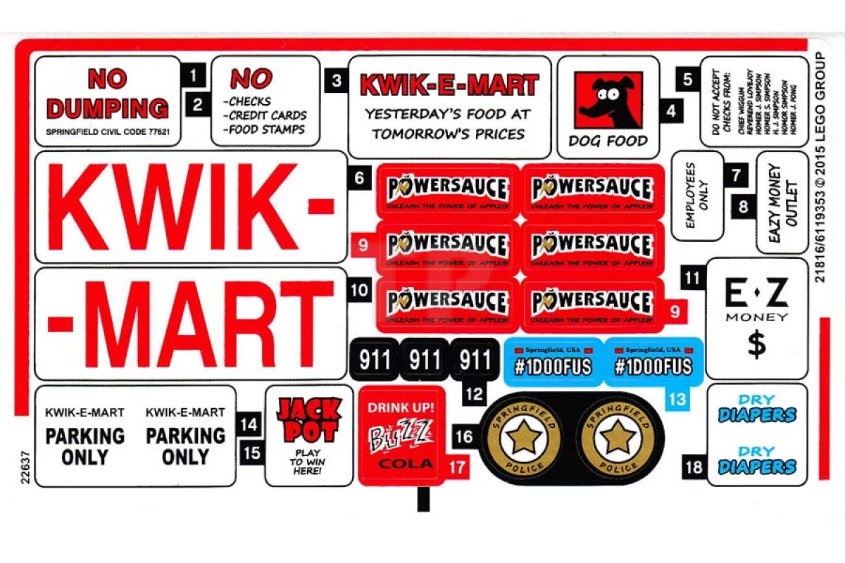 LEGO&reg; 6119353 - Adesivo per il set 71016 - Foglio 1