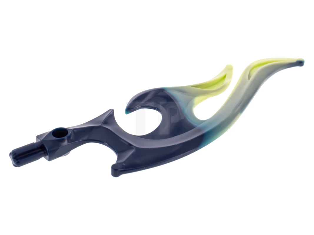 LEGO&reg; 6115569 - 18396pb02 - Golf afgerond dubbel met as (Flame) met gemarmerd geelgroen patroon