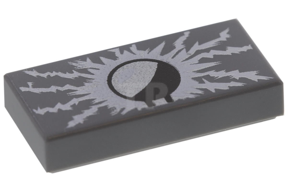 LEGO&reg; 6122993 - 3069pb0398 - Tile 1 x 2 with Radio Antenna Lightning Pattern