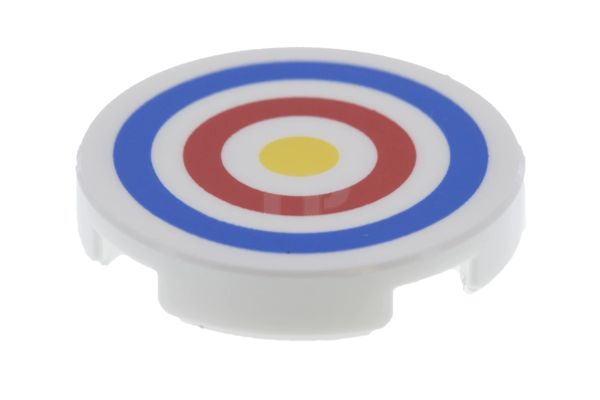 LEGO&reg; 6139454 - 14769pb086 - Fliese 2 x 2 Rund mit unterem O und Bogenschieß-Muster