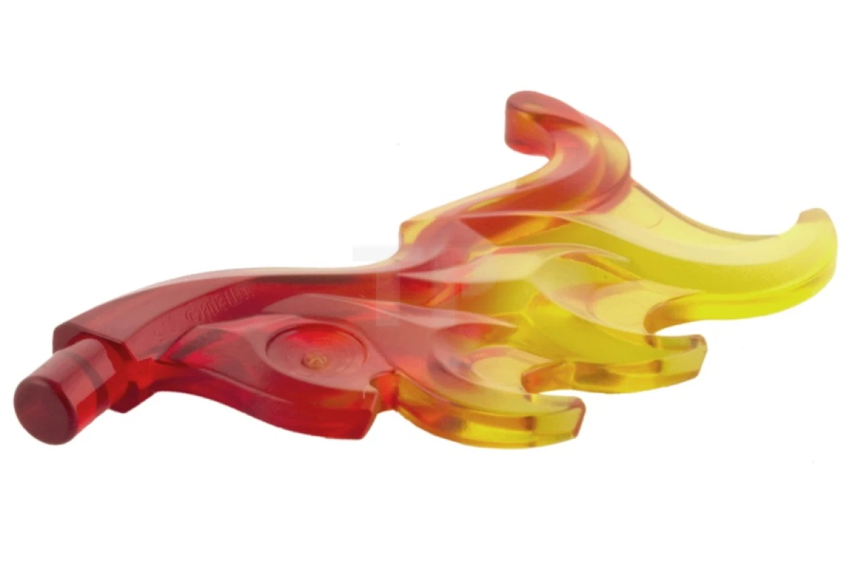 LEGO&reg; 6097662 - 18394pb01 - Vague arrondie en forme d'aile avec Pin (flamme) avec motif marbré jaune trans.