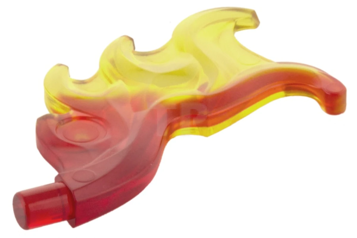 LEGO&reg; 6097662 - 18394pb01 - Vague arrondie en forme d'aile avec Pin (flamme) avec motif marbré jaune trans.