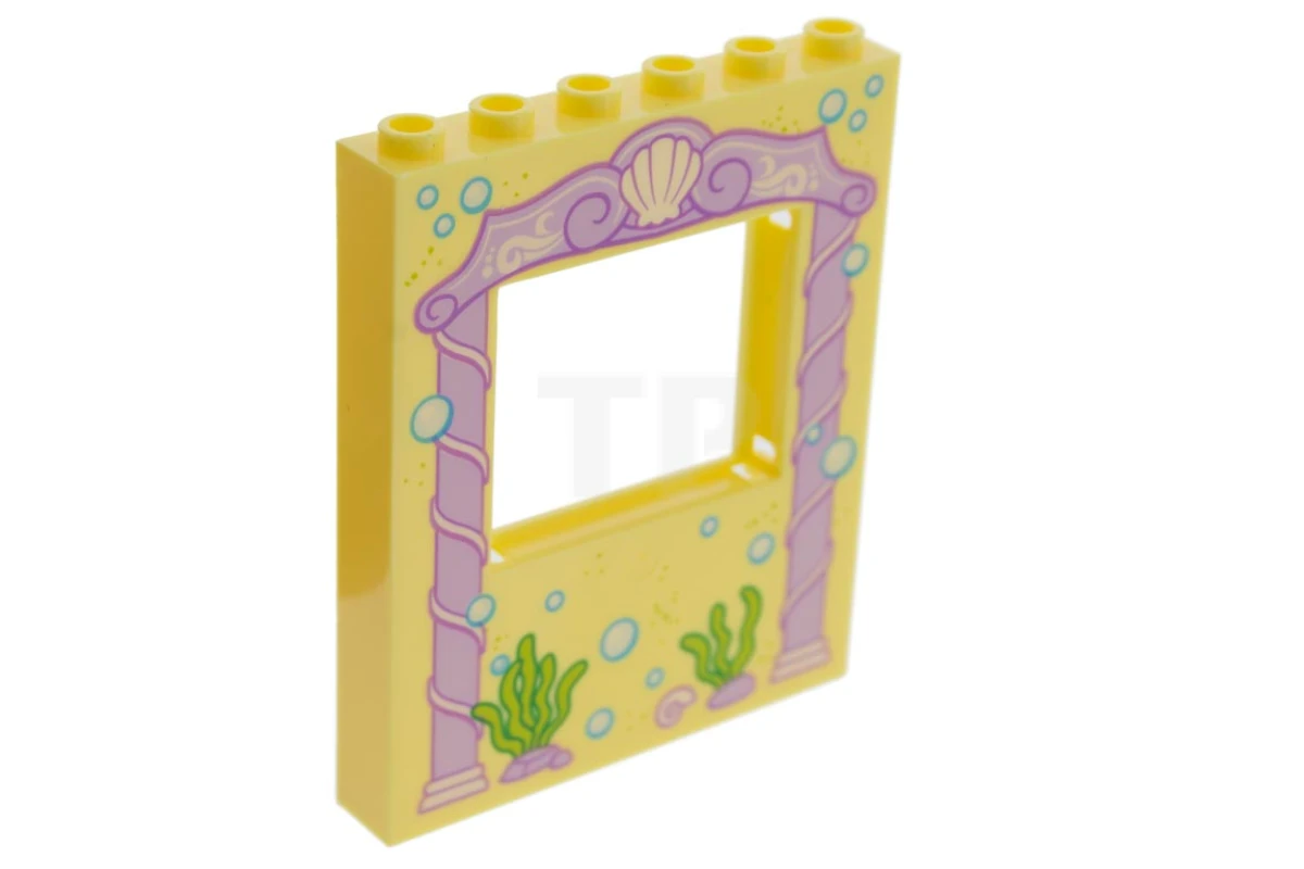 LEGO&reg; 6135158 - 15627pb009 - Panel 1 x 6 x 6 con Ventana con Burbujas y Patrón de Hierba Marina