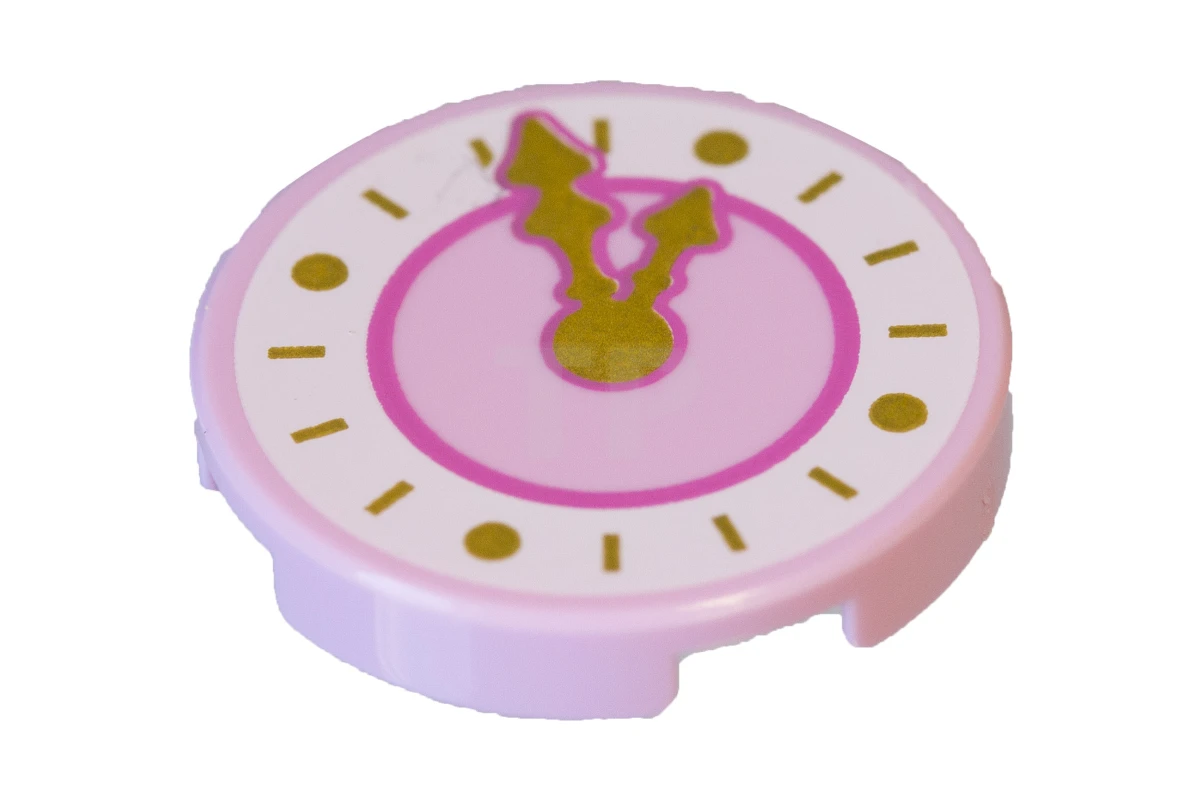 LEGO&reg; 6135339 - 14769pb107 - Fliese 2 x 2 Rund mit unterem O und Uhr-Muster