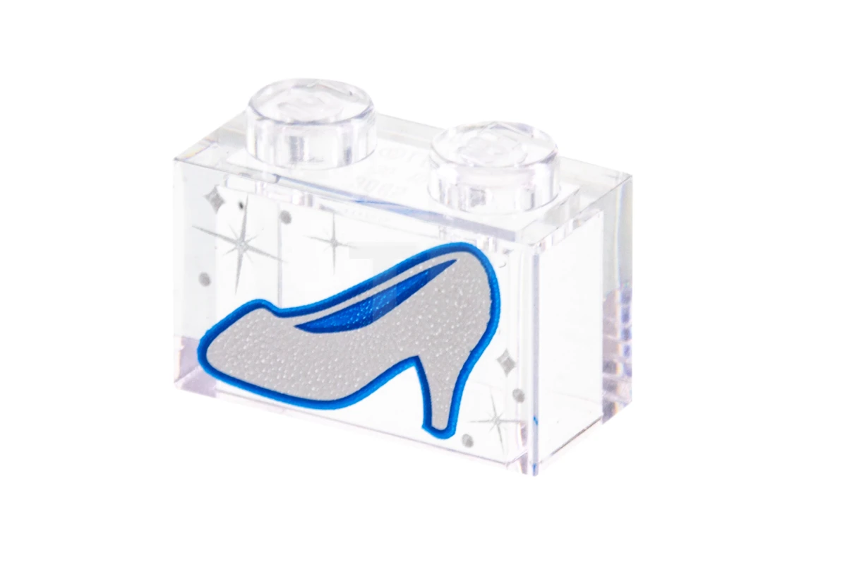 LEGO&reg; 6136833 - 3065pb04 - Brick 1 x 2 without Bottom Stud and Shoe Pattern (Cinderella Glass Slipper)